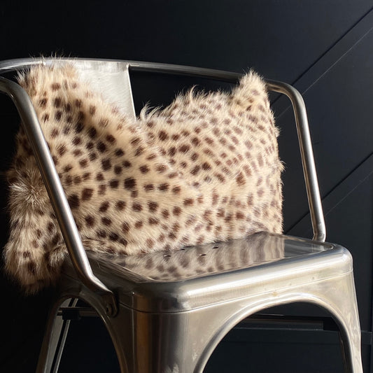 Cheetah Printed Fur Lumbar Pillow