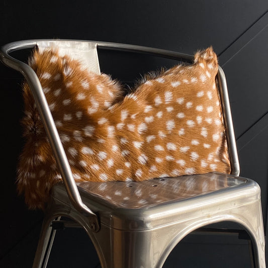 Deer Printed Fur Lumbar Pillow